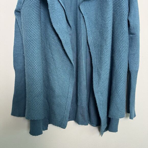 Soft Surroundings Women Waterfall Open Front Cardigan Ruffle Teal Sz L Wool Blen - Picture 3 of 16